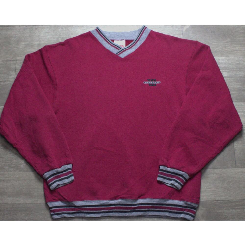 Vintage Wilson V Neck Tennis Sweatshirt Red Embroidered 90s Medium